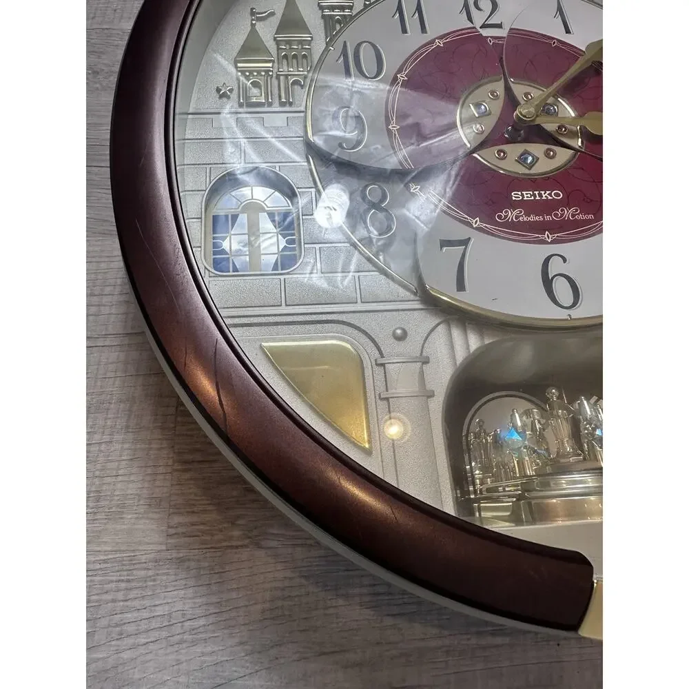 Seiko Melodies in Motion Wall Clock QXM565BRH Swarovski Crystals 24 Melodies